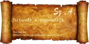 Szlovák Adeodát névjegykártya